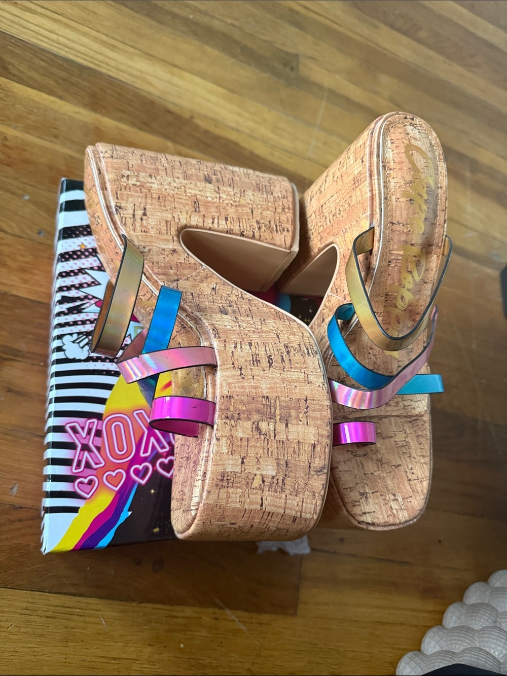 Cape Robbin Multi-Color Cork Platform Sandals